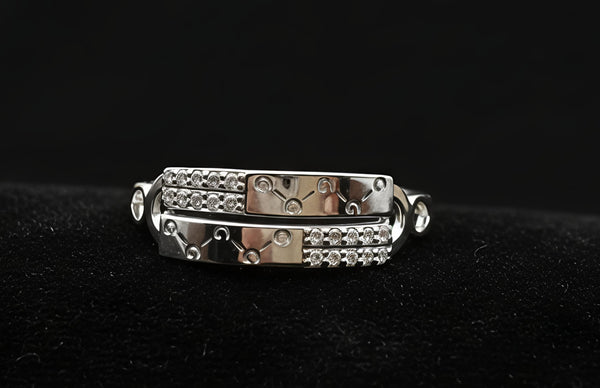 Contemporary Geometric Pavé Adjustable 92.5 Sterling Silver Ring