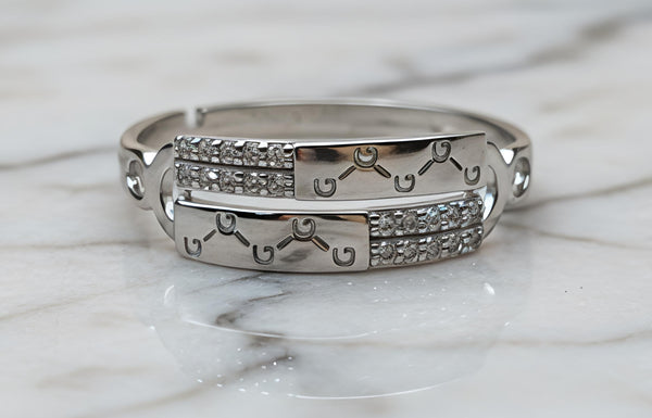 Contemporary Geometric Pavé Adjustable 92.5 Sterling Silver Ring
