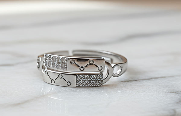 Contemporary Geometric Pavé Adjustable 92.5 Sterling Silver Ring