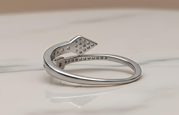 Contemporary Geometric Pavé 92.5 Sterling Silver Adjustable Rings