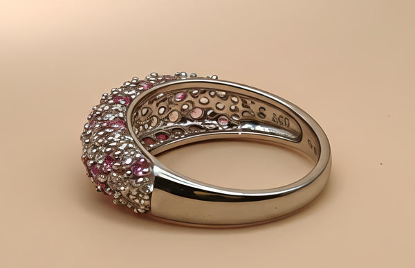 Sparkling Pink &amp; White Pave-Set Band Ring