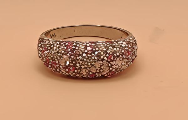 Sparkling Pink &amp; White Pave-Set Band Ring