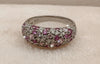 Sparkling Pink &amp; White Pave-Set Band Ring