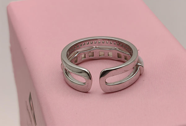 Orisil Elegant Dual-Tone Sterling Silver Ring