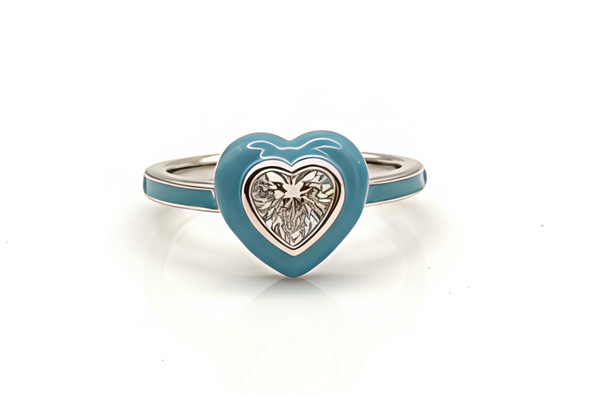 Orisil Heart-Enamel Sterling Silver Ring