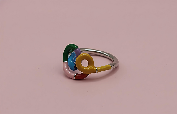 Vibrant Enamel Knot Ring