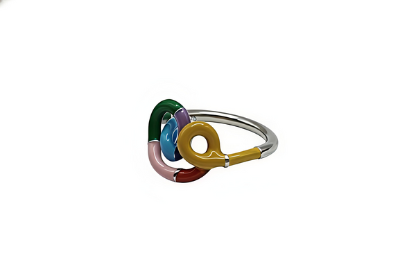 Vibrant Enamel Knot Ring
