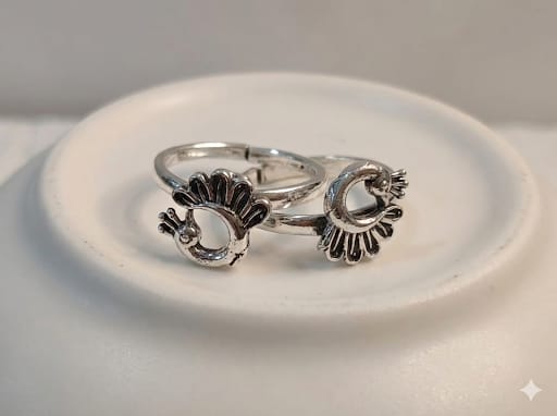 Peacock Shape German Silver Adjustable Toe Ring