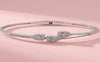 Orisil Jewels 925 Sterling Silver Triple Heart Crystal Bangle Bracelet – Hinged Spring Design (2.5 Inches)