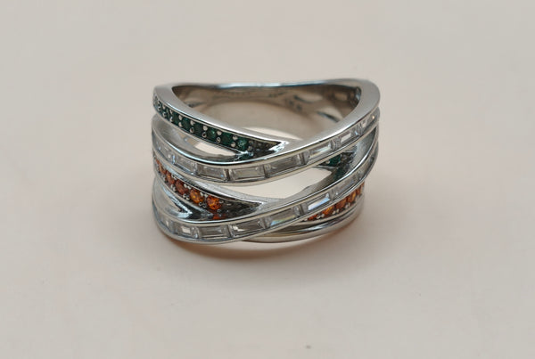 Orisil Jewels: Elegant Multilayer Colorful Fusion Ring Made with Pure 92.5 Silver