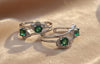 Emerald Elegance Silver Toe Rings