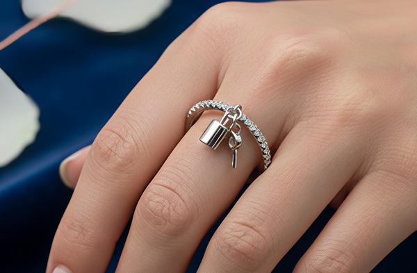 Enchanting Lock & Key Charm Ring