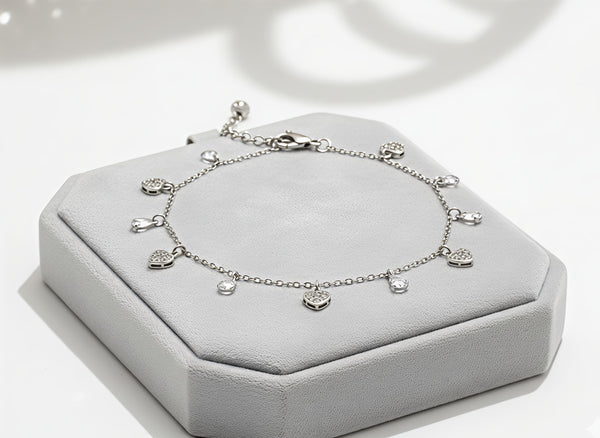 Exquisite 92.5 Sterling Silver Multi-Charm Anklet 💎✨