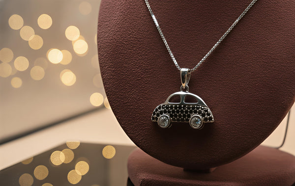 Sparkling Vintage Car Pendant Necklace