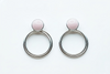 Elegant Pink Stud Silver Hoop Earrings ✨