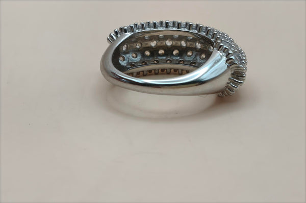 Orisil Jewels: Elegant Criss-Cross Purple Sparkle Ring Made with Pure 92.5 Silver