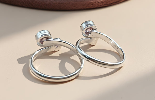 Elegant Heart & Stone Silver Toe Rings