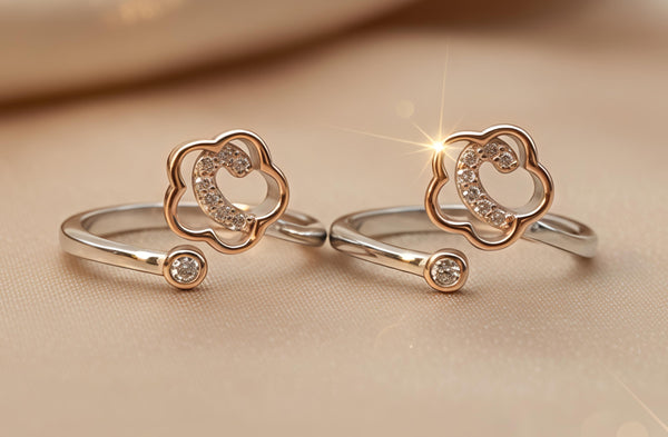 Floral Radiance Silver Toe Rings