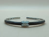 Elegant Silver &amp; Black Crystal Cuff Bracelet with Easy-Open Spring Hinge (Size 2.2)