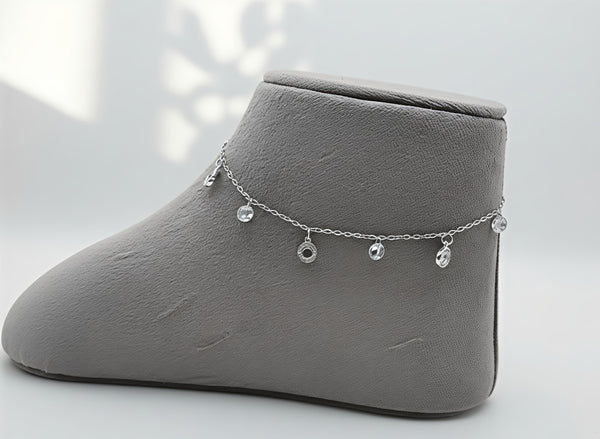 Exquisite 92.5 Sterling Silver Multi-Charm Anklet 💎✨