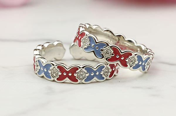Vibrant Butterfly Enamel Toe Rings (92.5 Silver)