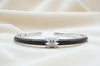 Elegant Silver &amp; Black Crystal Cuff Bracelet with Easy-Open Spring Hinge (Size 2.2)