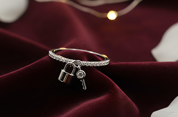 Enchanting Lock & Key Charm Ring