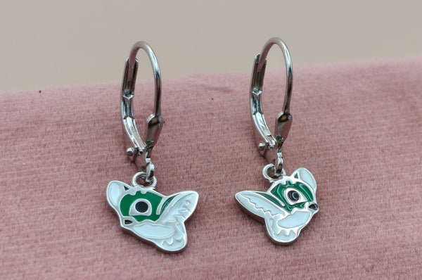 92.5 Sterling Silver Animal Enamel Drop Earrings