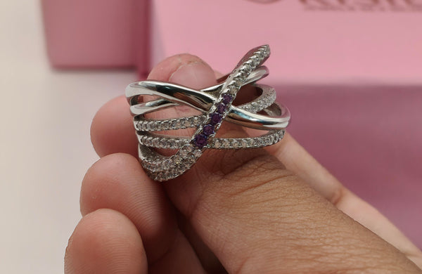 Sparkling Multi-Layer Criss-Cross Ring