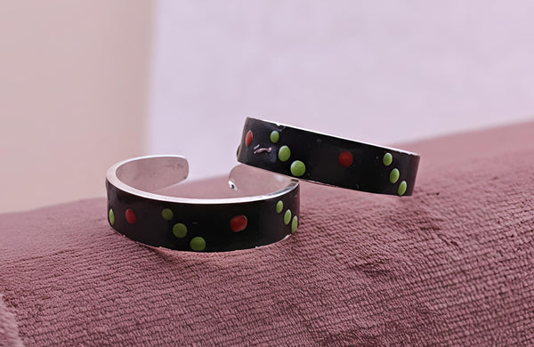 Artistic Enamel Silver Toe Rings