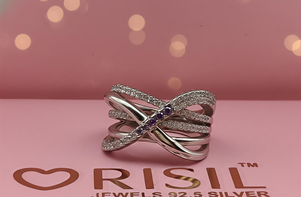 Sparkling Multi-Layer Criss-Cross Ring