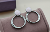 Elegant Pink Stud Silver Hoop Earrings ✨