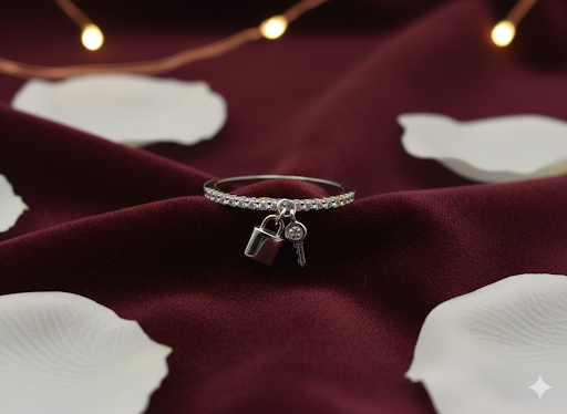 Enchanting Lock & Key Charm Ring