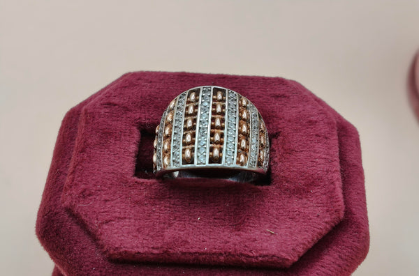 Orisil Jewels: Two-Tone Regal Ribbon Statement Ring Crafted with Pure 92.5 Sterling Silver