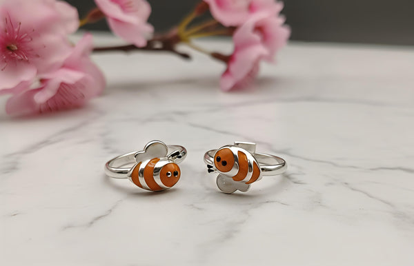 Adorable Honey Bee Enamel Toe Rings (92.5 Silver)