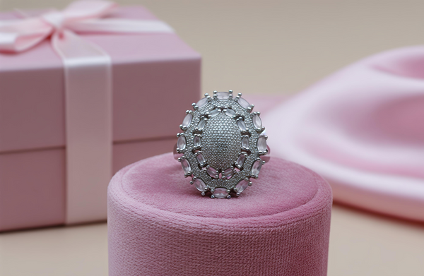 Orisil Jewels Majestic Floral Bloom Statement Ring – 92.5 Sterling Silver.