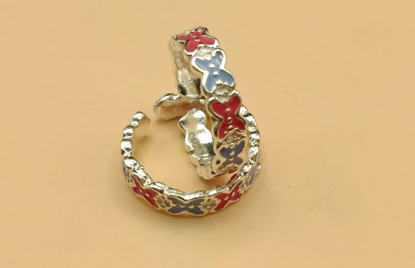 Vibrant Butterfly Enamel Toe Rings (92.5 Silver)