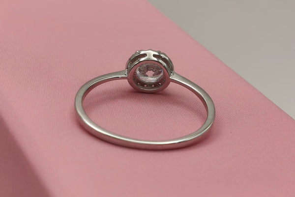 Radiant 925 Sterling Silver Solitaire Halo Ring