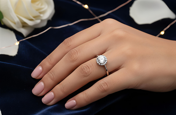 Radiant 925 Sterling Silver Solitaire Halo Ring