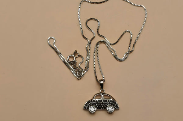 Sparkling Vintage Car Pendant Necklace