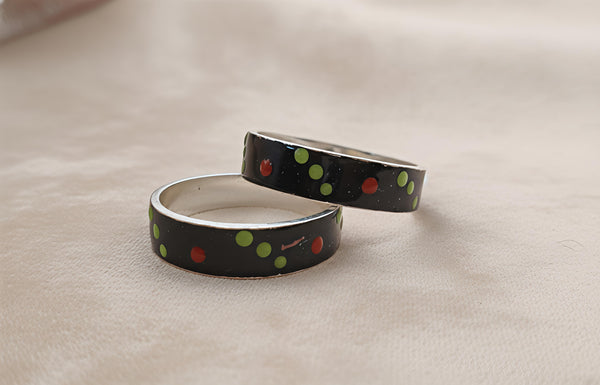 Artistic Enamel Silver Toe Rings